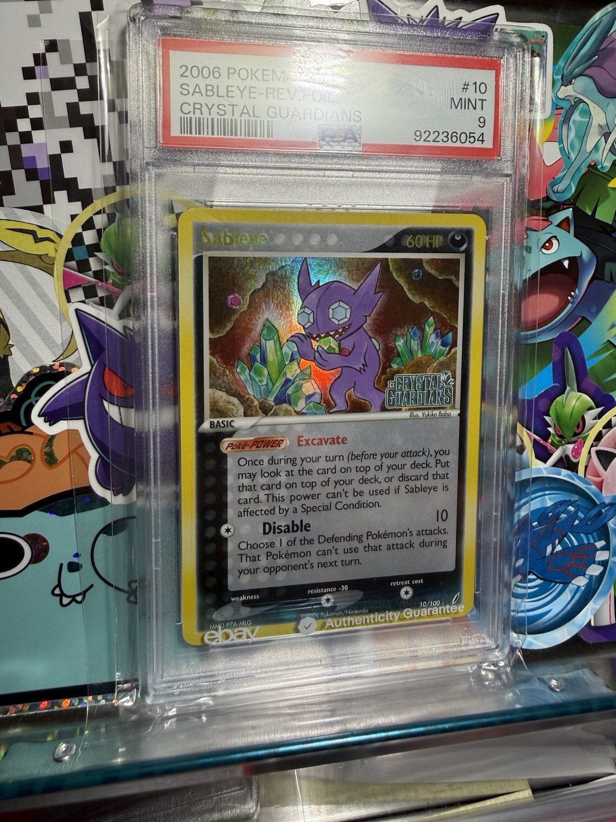 PSA 9 SABLEYE 10/100 REVERSE FOIL CRYSTAL GUARDIANS POKEMON