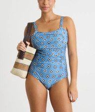 Marina Rinaldi Sport Damen Blau Braun Weiß Badeanzug Größe 46 48 25 L XL