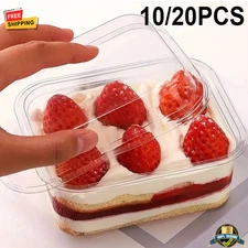 10/20PCS Clear Tiramisu Cake Boxes – Disposable Dessert Containers with Lids