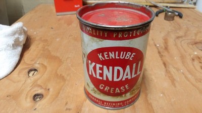 Vintage- Original 1930's Kendall 1LB. Tin Grease Can - Full