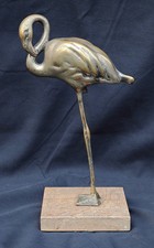 Scultura di fenicottero in ottone pieno con base in marmo Anni 1940/50