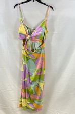 Show Me Your Mumu Women's Multicolor Floral Tie Front Midi Dress Size L