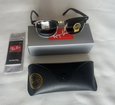 Ray-Ban RB3016 Sunglasses Clubmaster Classic Black Frame Glass Gray Lens 51 mm