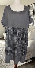 Suzanne Betro Mixed Print Scoop Neck Empire Waist Dress Polka Dots Size 3X