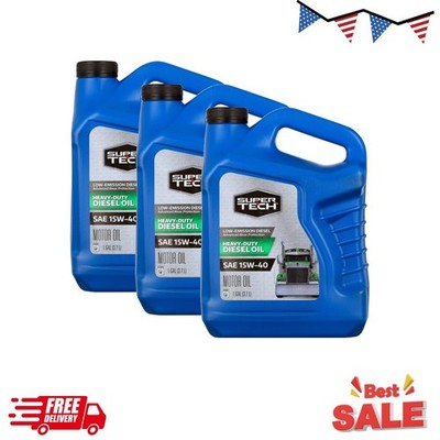 (3 pack) Super Tech Heavy Duty SAE 15W-40 Motor Oil, 1 Gallon