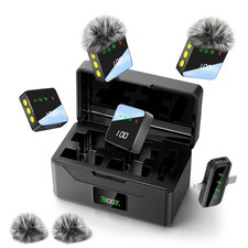 Wireless Lavalier Microphone for iPhone Android, Upgraded Mini Microphone w...