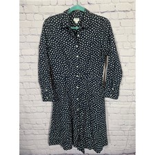 J.Crew Womens Floral Long Sleeve Midi Dress Button Front Navy Size 10 Preppy