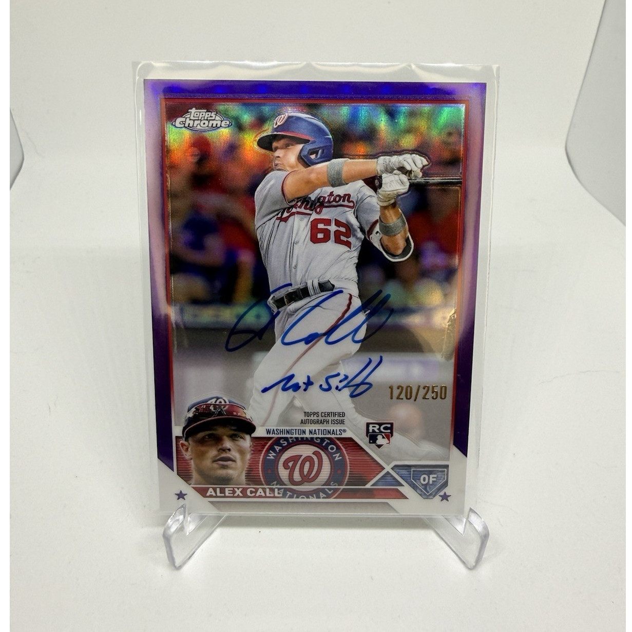 2023 Topps Chrome Alex Call RC Nationals Rookie Auto Purple Refractor /250