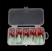 25/50pcs/box Fishing Assist Jig Hooks 8#-13# High Carbon Steel Hook with PE Line