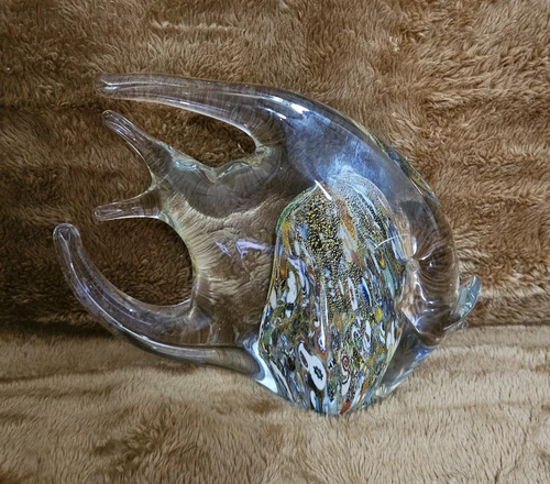 VTG Murano Glass Fish 6in X 5in Decorative Art Figurine