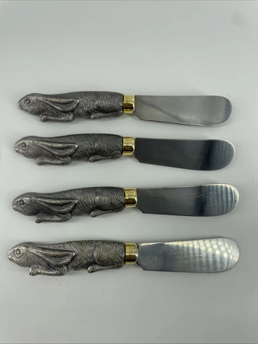 Arthur Court bunny rabbit cheese spreader knives (4)