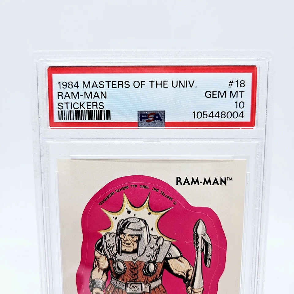 1984 Masters of the Universe MOTU Ram Man #18 Sticker Graded PSA 10 Pop 7 - Image 2 of 4