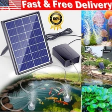 Solar Aquarium Air Pump Battery Backup 3 Modes 2 Air Stones For Pond Aerator Fis