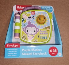 Fisher-Price Purple Monkey Musical Storybook for Ages 6-36 Months