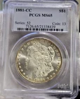 1881 CC US Morgan Silver Dollar $1 Key Date PCGS MS65