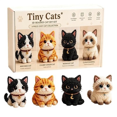 3D Animal Bead Embroidery Kit, Cute Cat Beading Crafts Art DIY Handmade Gift