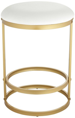 Palmer Gold Metal Bar Stool 26" High Modern White Cushion Kitchen Counter Island - Picture 7 of 10