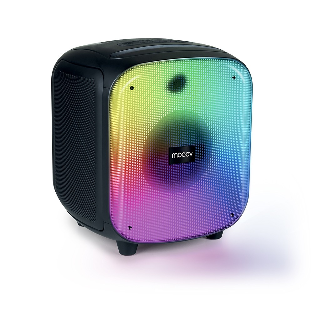 Enceinte Party Cube sans fil avec effets lumineux LED couleur noire et bleue