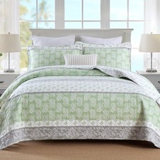Ajocci Cotton Quilt King Sage Green Paisley Comforter Sets Green/White/Grey