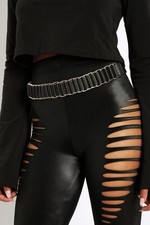 Cintura nera Milk Abbigliamento nera ecopelle cerchi argento taglia XS/S