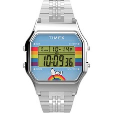 Wristwatch TIMEX T80 PEANUTS TW2V61300 Steel Snoopy Rainbow Chrono Alarm
