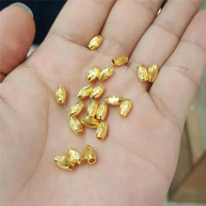 1pc 3D 999 Pure 24K Yellow Gold Lucky Cat's Eye Long Shiny Pendant Loose Bead - Изображение 4 из 4