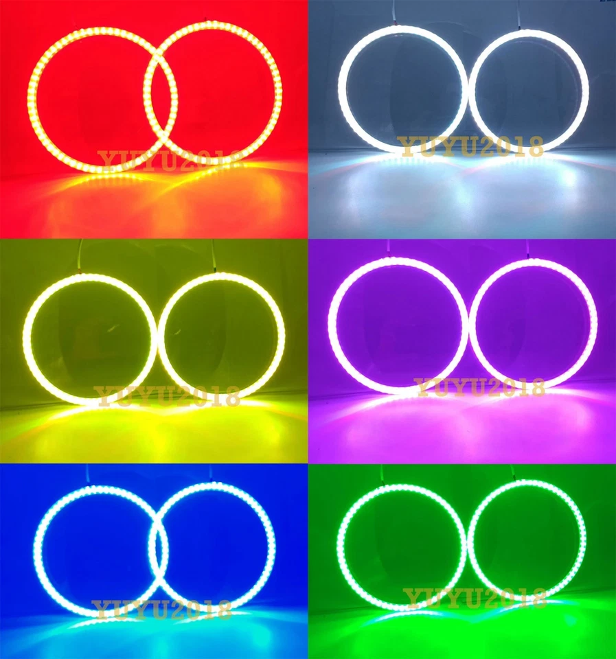 RGB LED halo rings for Ford Mustang 2005-2009 Headlight LED angel eye Demon lamp - Image 3 of 4