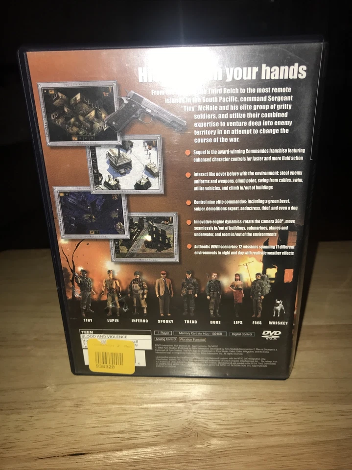 Commandos 2: Men of Courage (Sony PlayStation 2, 2002) No Booklet FreeShip - Image 4 of 4