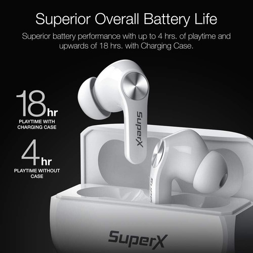 Auriculares inalámbricos SuperX Ture Bluetooth 5.0 ENBL, micrófono incorporado - plata platino - Imagen 3 de 6