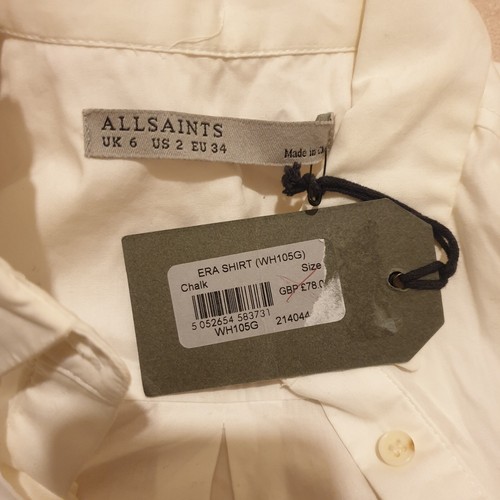 New with tag - AllSaints - ERA chalk short sleeved buttoned top/shirt/cropped - Picture 3 of 6