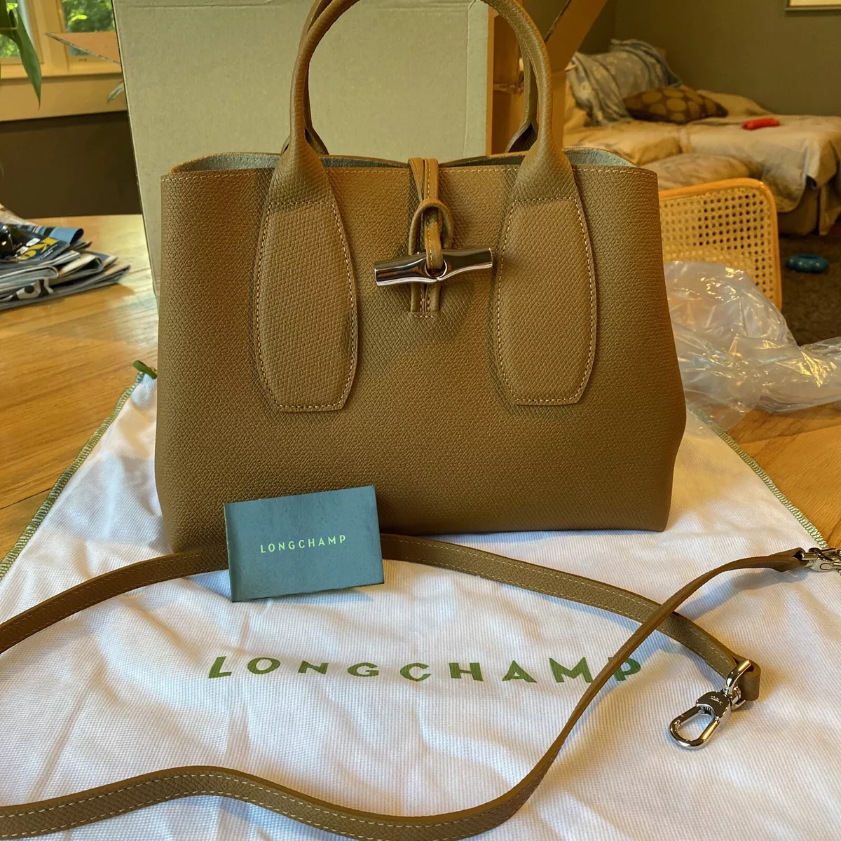 Longchamp Roseau Natural Shoulder Bag M