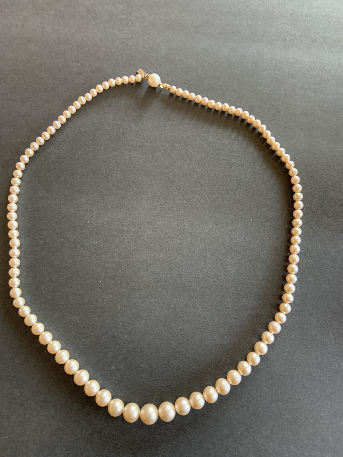 Vintage Single Strand Graduated Pearl Necklace Ivory … Gem