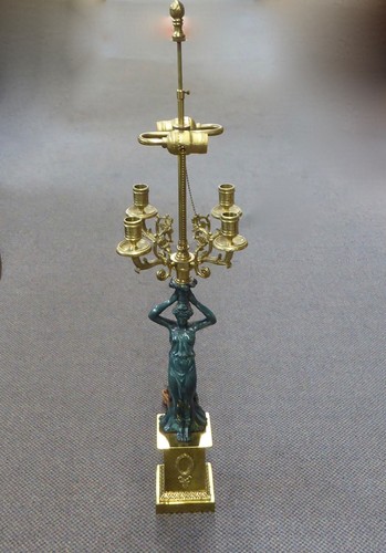 Neoclassical TABLE LAMP Figural Candelabra. Classical Greek Female Figure. Works - Picture 8 of 12
