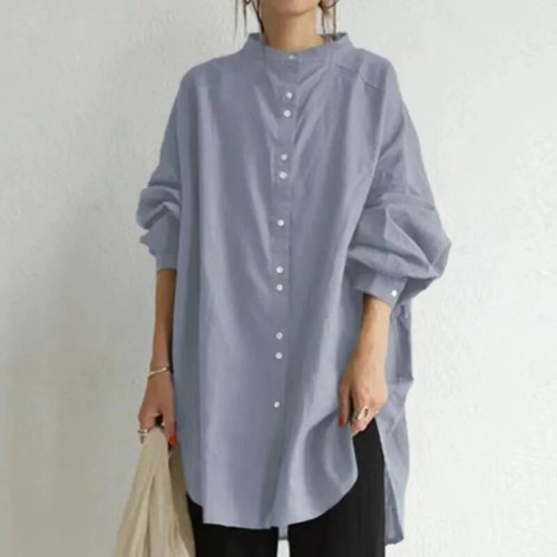 Women Shirt Spring Autumn Cardigan Office Lady Long Sleeve Blouse - Picture 2 of 23