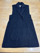 Autumn Cashmere Women s Cardigan Sleeveless Long Vest Cashmere Wool Black Sz M