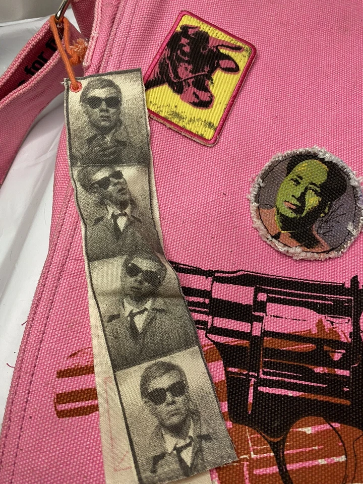 Y2K Andy Warhol Base X Loop NYC Bolso de Hombro Rosa Revólver Mao Vaca Parches Foto 3 de 4