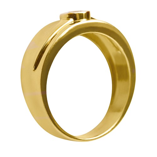 Genuine 10k Yellow Gold Round Cubic Zirconia Solitaire Men's Wedding Band Size 9 - Picture 4 of 7