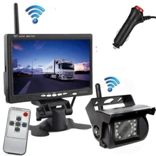 7" Monitor Wireless Rear View Backup Camera Kit for Truck Trailer Bus RV Reverse
