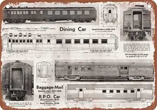 METAL SIGN - AT&SF Dining Car Baggage-Mail and RPO Car - Vintage Rusty Look