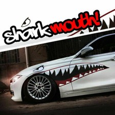 2pc Set Shark Mouth Tooth Stickers Vinyl Exterior Decal For Car Side Door Fender 2pc Set Shark Mouth Tooth Stickers Vinyl Exterior Decal For Car Side Door Fender