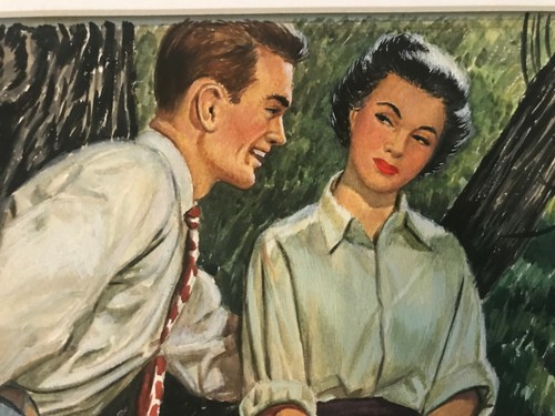 Revista Original Vintage Años 50 Acuarela Ilustración Pintura Vista Romántica - Imagen 3 de 8