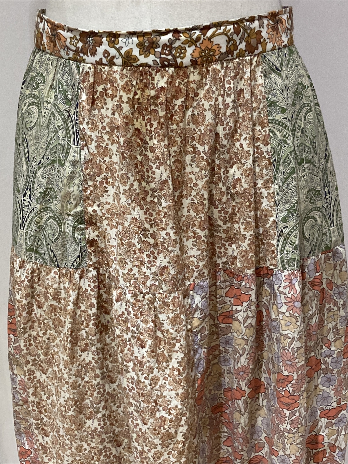 Vintage 1960s/70s Patchwork Liberty Cotton Skirt, 13.5" across waist approx. 2