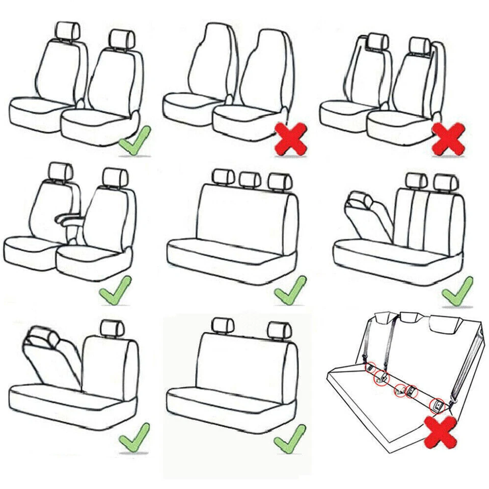 9pcs Black Car Seat Covers Breathable Washable Fit for Most 5-Seat Cars CT Foto 2 de 4