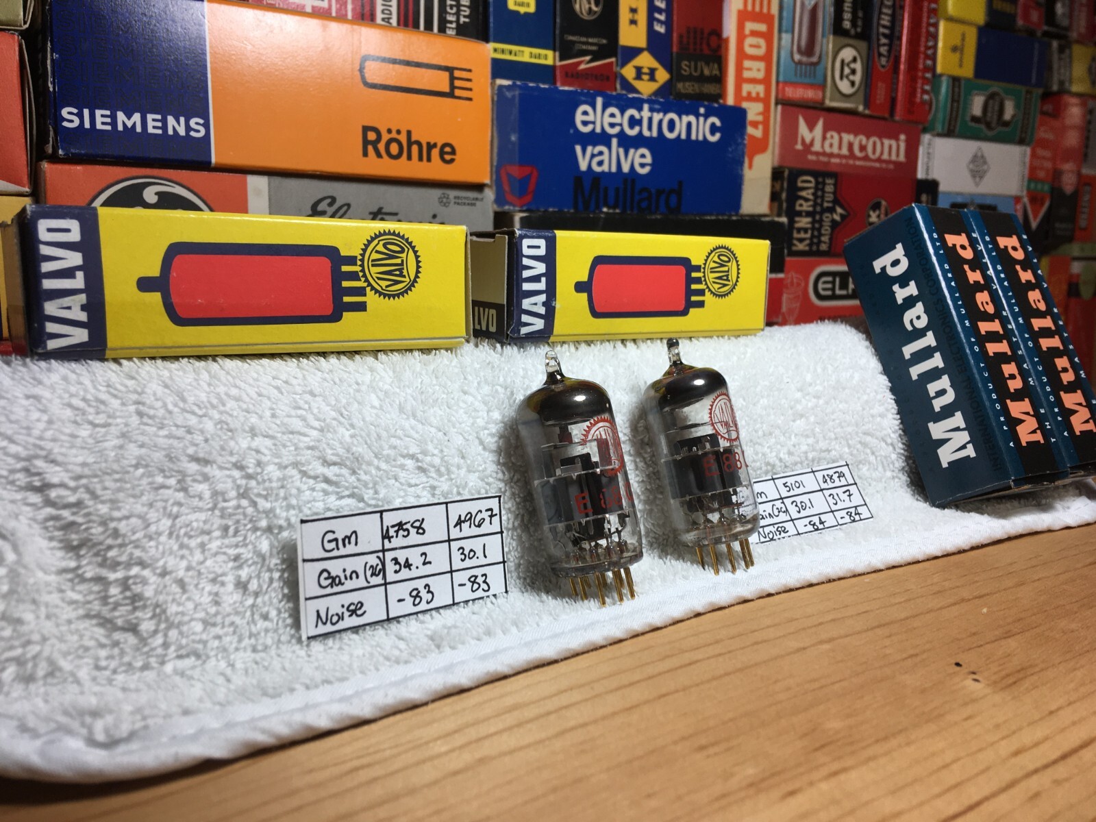 2x MullardMitcham E88CC GtBritain ~ SpecialRedEdtn 4Valvo ~ MaxiDigitalTest+Gain