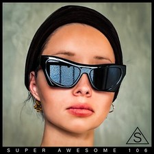 Womens Retro Beveled Lens Thick Plastic Cat Eye Mod Sunglasses