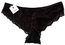 NWT Frederick's Of Hollywood Izzy Rose Black Tanga Brief Lace Panties Medium