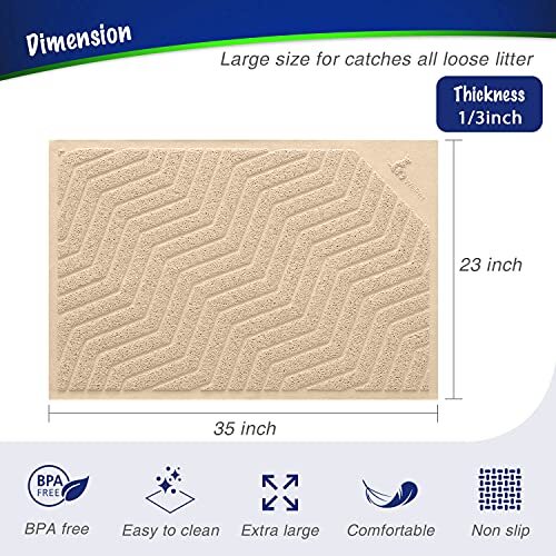 Cat Litter Mat Large Kitty Litter Box Mat Waterproof & Non-Slip Backing, 35"x23"