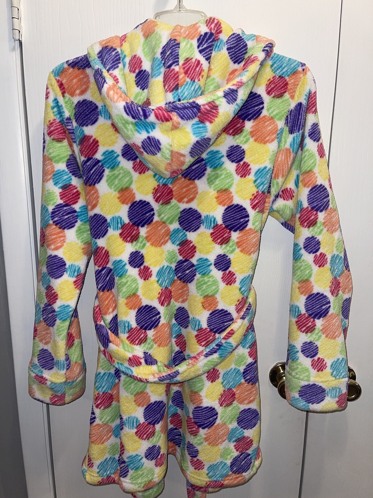 Bath Robe Vanity Dream Academy Sleepwear Hooded Belted One Size Polka Dot