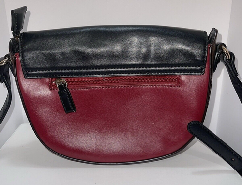 David Jones Paris Black & Maroon Faux Leather Crossbody Magnetic Closure Purse - Picture 6 of 7