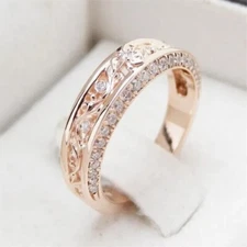 3Ct Round Cut Lab Created Diamond Half Eternity Band 14k Rose Gold Plated Silver